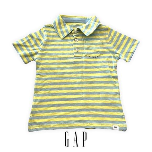GAP Kids | Green-Blue | COTTON STRIPED POLO SHIRT - Picture 1 of 4